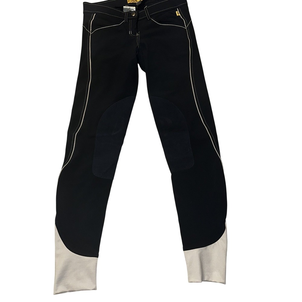 Devon-Aire Kids Navy Blue Equestrian Riding‎ Breeches Pants Size 24 Knee Patch